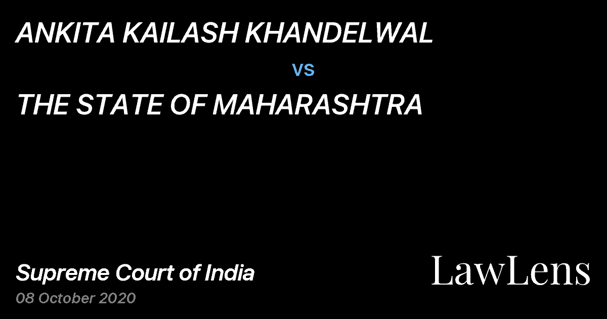 Preview image for ANKITA KAILASH KHANDELWAL vs. THE STATE OF MAHARASHTRA