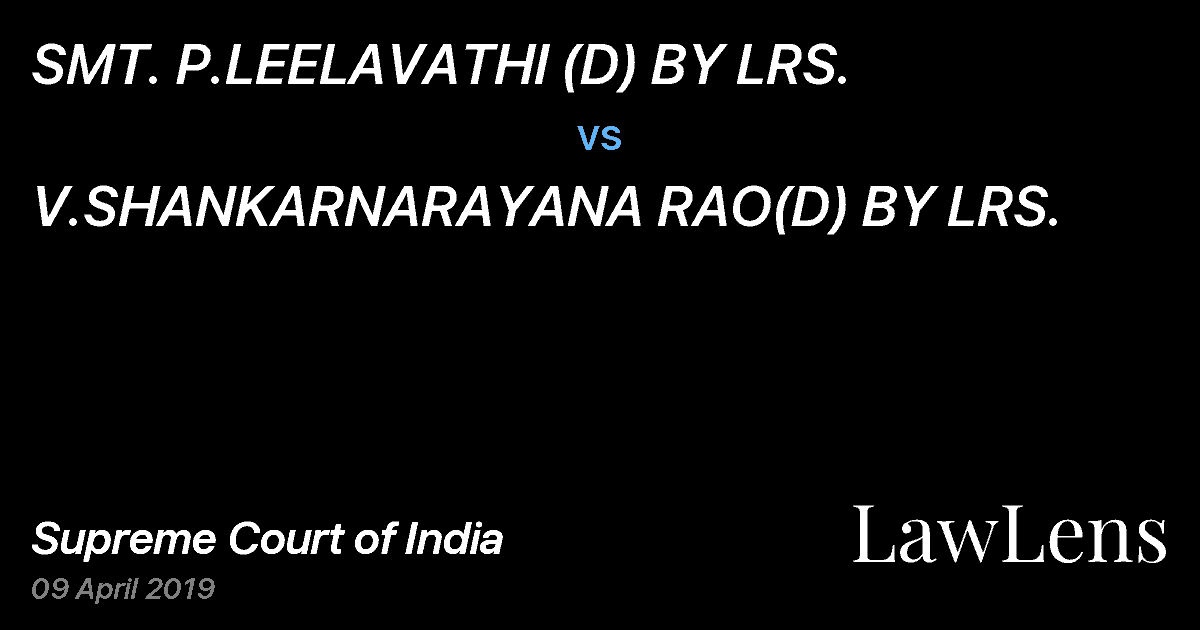Preview image for SMT. P.LEELAVATHI (D) BY LRS. vs. V.SHANKARNARAYANA RAO(D) BY LRS.