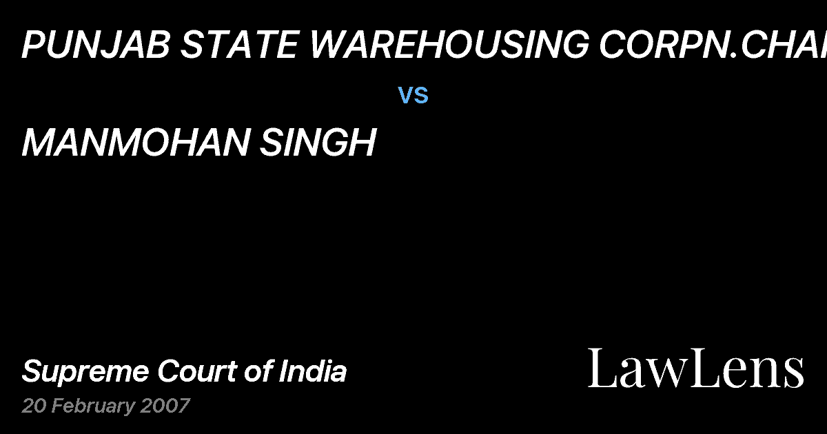 Preview image for PUNJAB STATE WAREHOUSING CORPN.CHANDIGAR vs. MANMOHAN SINGH