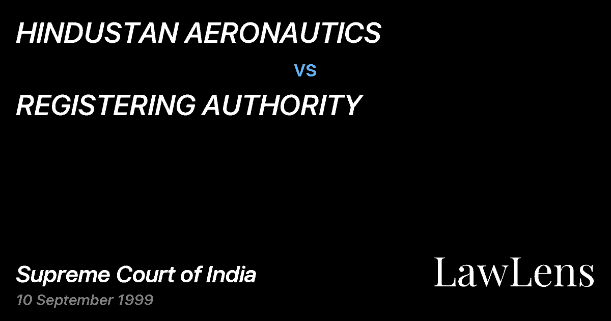 Preview image for HINDUSTAN AERONAUTICS vs. REGISTERING AUTHORITY