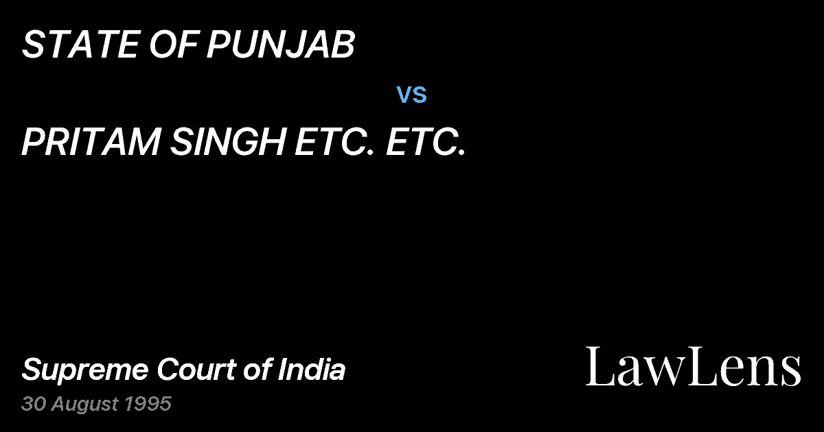 Preview image for STATE OF PUNJAB vs. PRITAM SINGH ETC. ETC.
