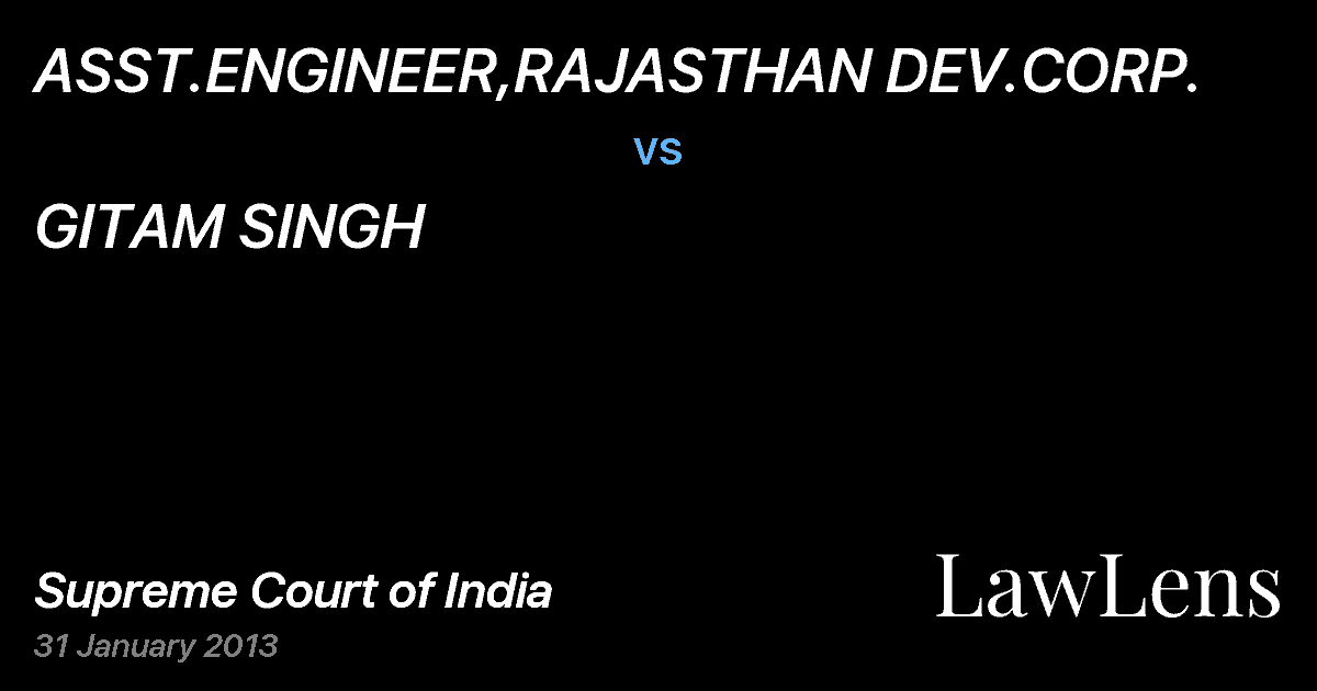 Preview image for ASST.ENGINEER,RAJASTHAN DEV.CORP. vs. GITAM SINGH