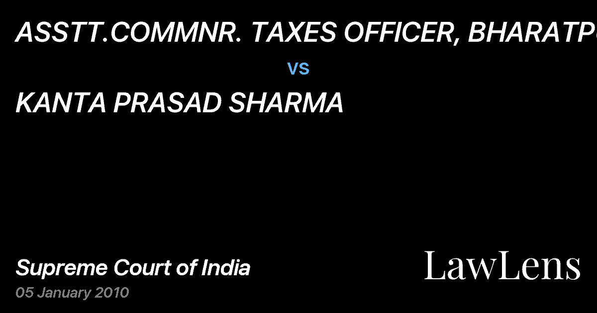 Preview image for ASSTT.COMMNR. TAXES OFFICER, BHARATPUR vs. KANTA PRASAD SHARMA