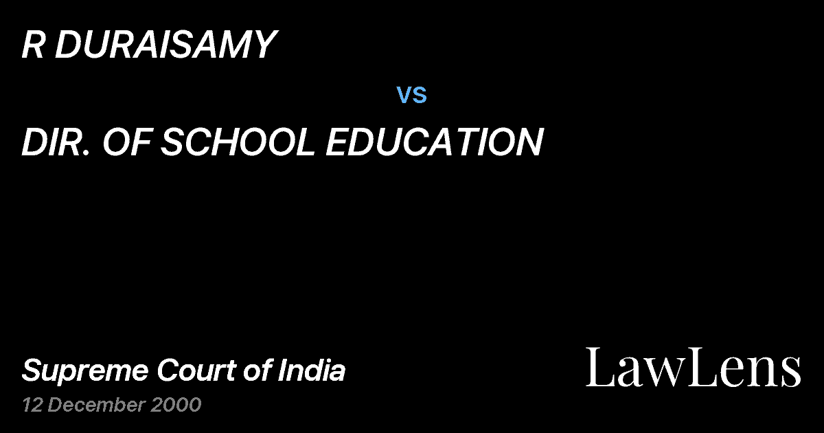 Preview image for R DURAISAMY vs. DIR. OF SCHOOL EDUCATION