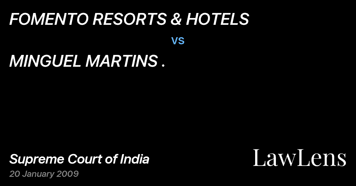 Preview image for FOMENTO RESORTS & HOTELS vs. MINGUEL MARTINS .