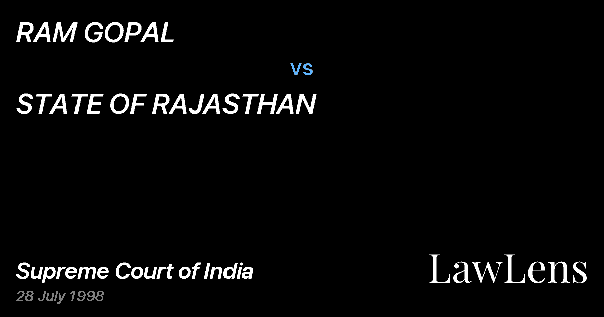 Preview image for RAM GOPAL vs. STATE OF RAJASTHAN