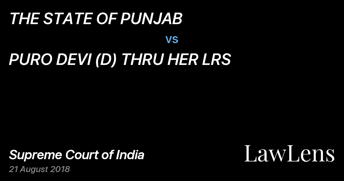 Preview image for THE STATE OF PUNJAB vs. PURO DEVI (D) THRU HER LRS