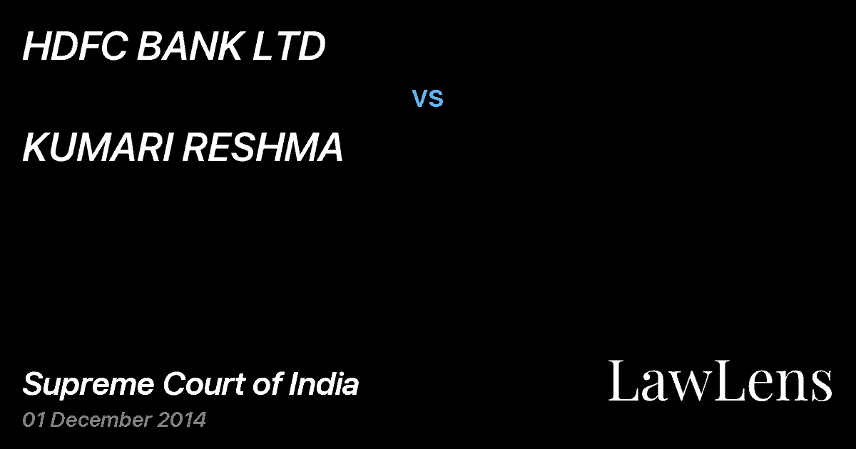 Preview image for HDFC BANK LTD vs. KUMARI RESHMA