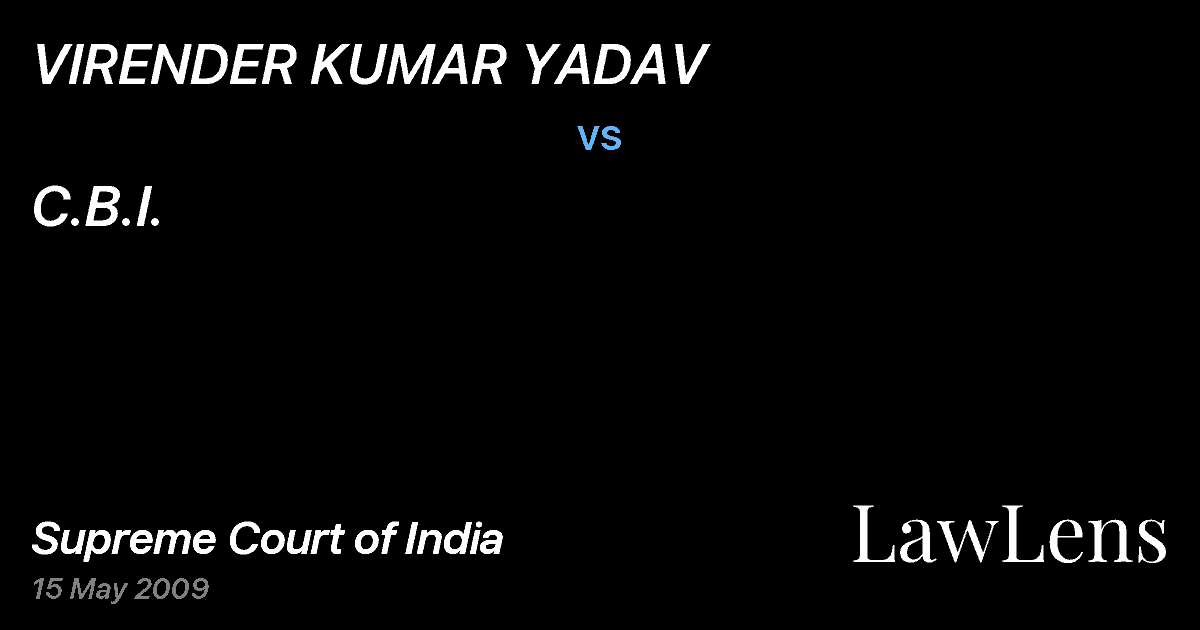 Preview image for VIRENDER KUMAR YADAV vs. C.B.I.
