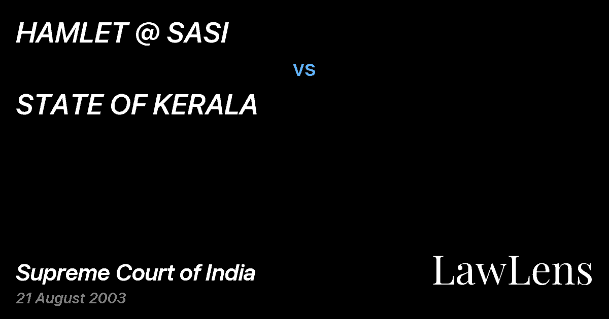 Preview image for HAMLET @ SASI vs. STATE OF KERALA