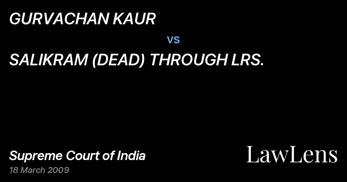Preview image for GURVACHAN KAUR vs. SALIKRAM (DEAD) THROUGH LRS.