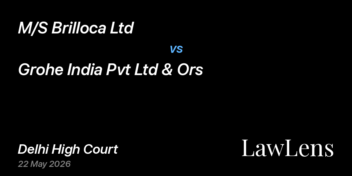 Preview image for M/S Brilloca Ltd vs. Grohe India Pvt Ltd & Ors