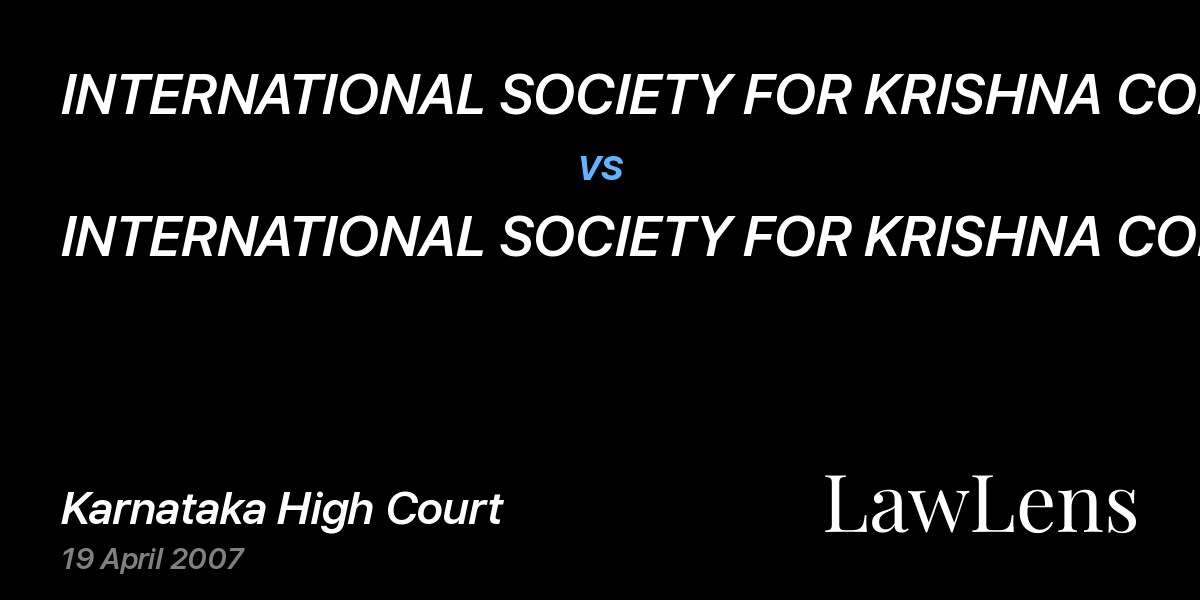 Preview image for INTERNATIONAL SOCIETY FOR KRISHNA CONSCIOUSNESS vs. INTERNATIONAL SOCIETY FOR KRISHNA CONSCIOUS (ISKC)