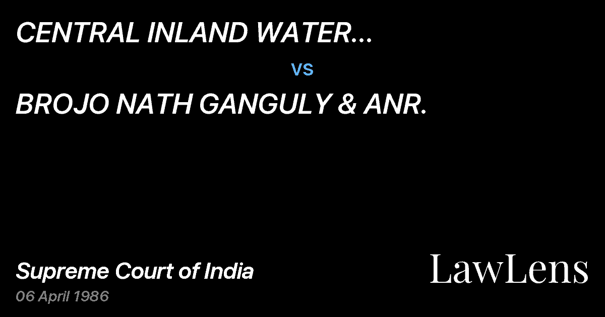 Preview image for CENTRAL INLAND WATER TRANSPORTCORPORATION LTD. & ANR. ETC. vs. BROJO NATH GANGULY & ANR.