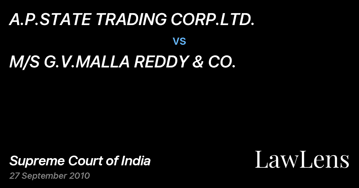 Preview image for A.P.STATE TRADING CORP.LTD. vs. M/S G.V.MALLA REDDY & CO.