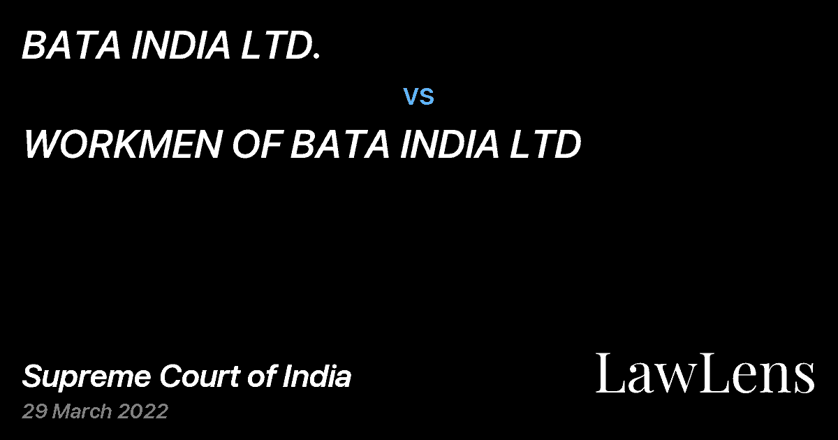 Preview image for BATA INDIA LTD. vs. WORKMEN OF BATA INDIA LTD