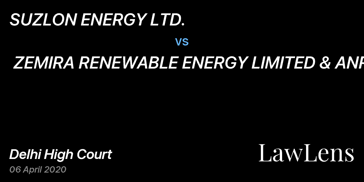 Preview image for SUZLON ENERGY LTD. vs. ZEMIRA RENEWABLE ENERGY LIMITED & ANR.