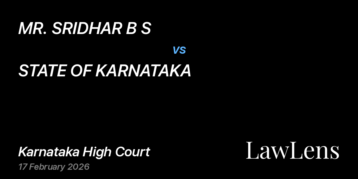 Preview image for MR. SRIDHAR B S vs. STATE OF KARNATAKA
