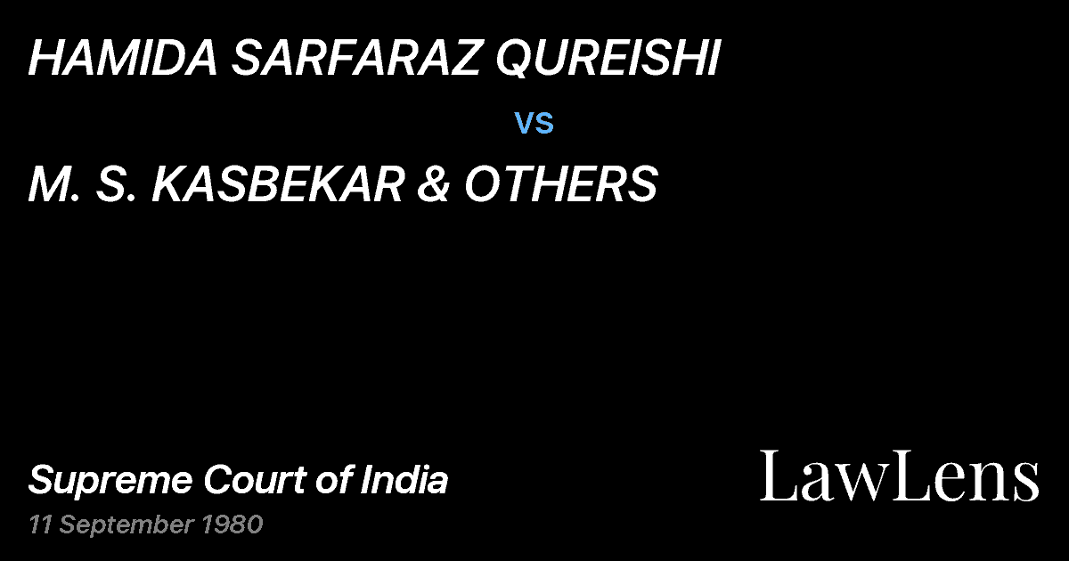 Preview image for HAMIDA SARFARAZ QUREISHI vs. M. S. KASBEKAR & OTHERS