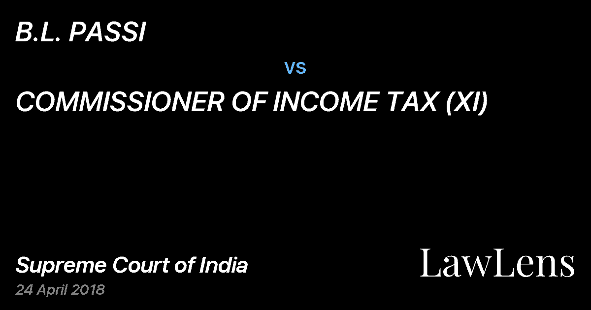 Preview image for B.L. PASSI vs. COMMISSIONER OF INCOME TAX (XI)