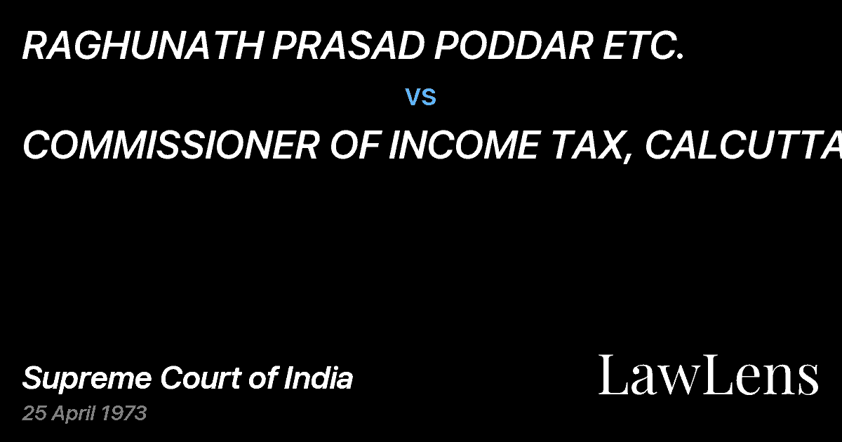 Preview image for RAGHUNATH PRASAD PODDAR ETC. vs. COMMISSIONER OF INCOME TAX, CALCUTTA