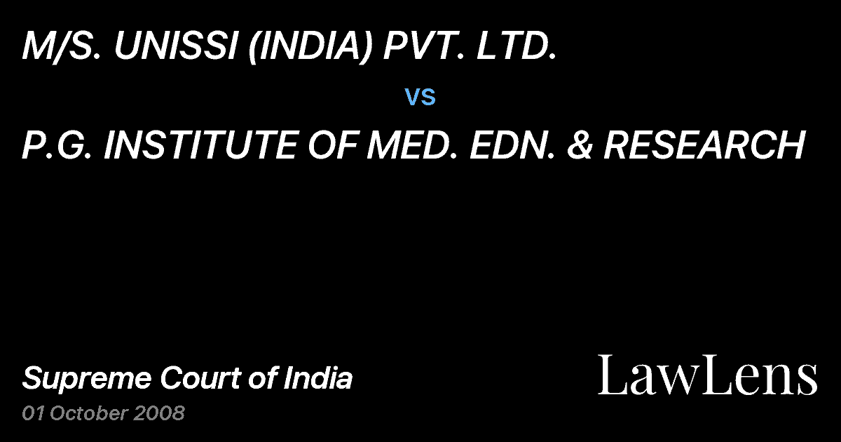 Preview image for M/S. UNISSI (INDIA) PVT. LTD. vs. P.G. INSTITUTE OF MED. EDN. & RESEARCH