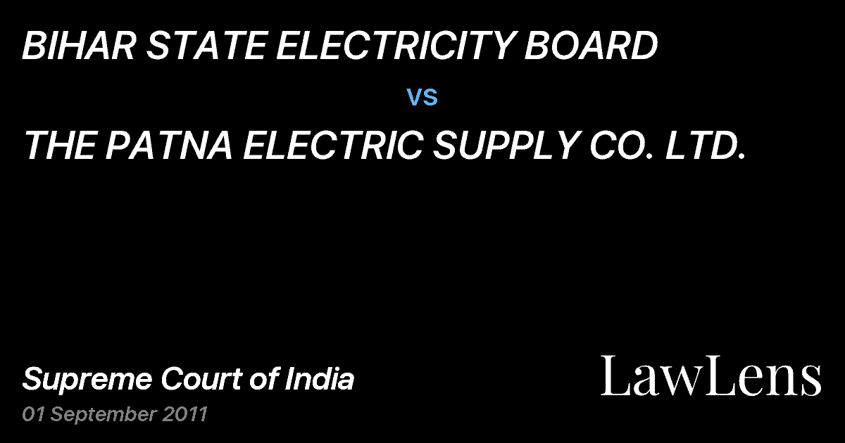 Preview image for BIHAR STATE ELECTRICITY BOARD vs. THE PATNA ELECTRIC SUPPLY CO. LTD.