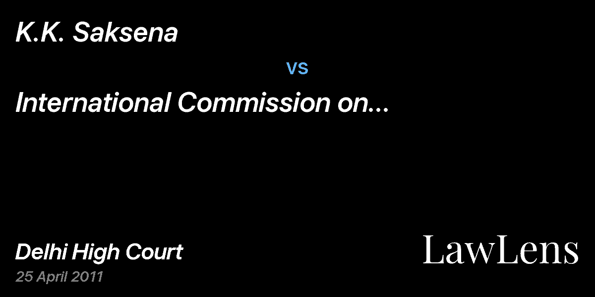 Preview image for K.K. Saksena vs. International Commission on Irrigation & Drainage & Ors.