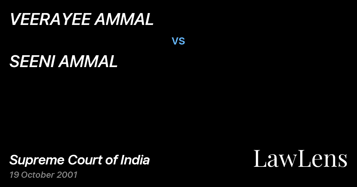 Preview image for VEERAYEE AMMAL vs. SEENI AMMAL