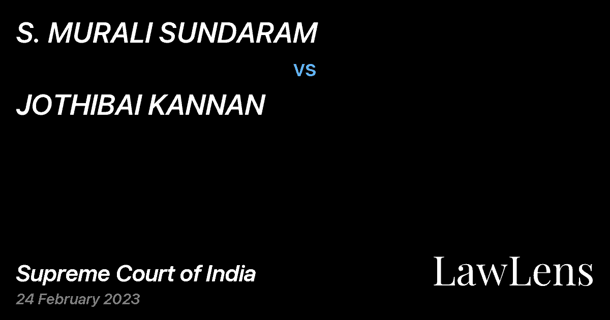 Preview image for S. MURALI SUNDARAM vs. JOTHIBAI KANNAN