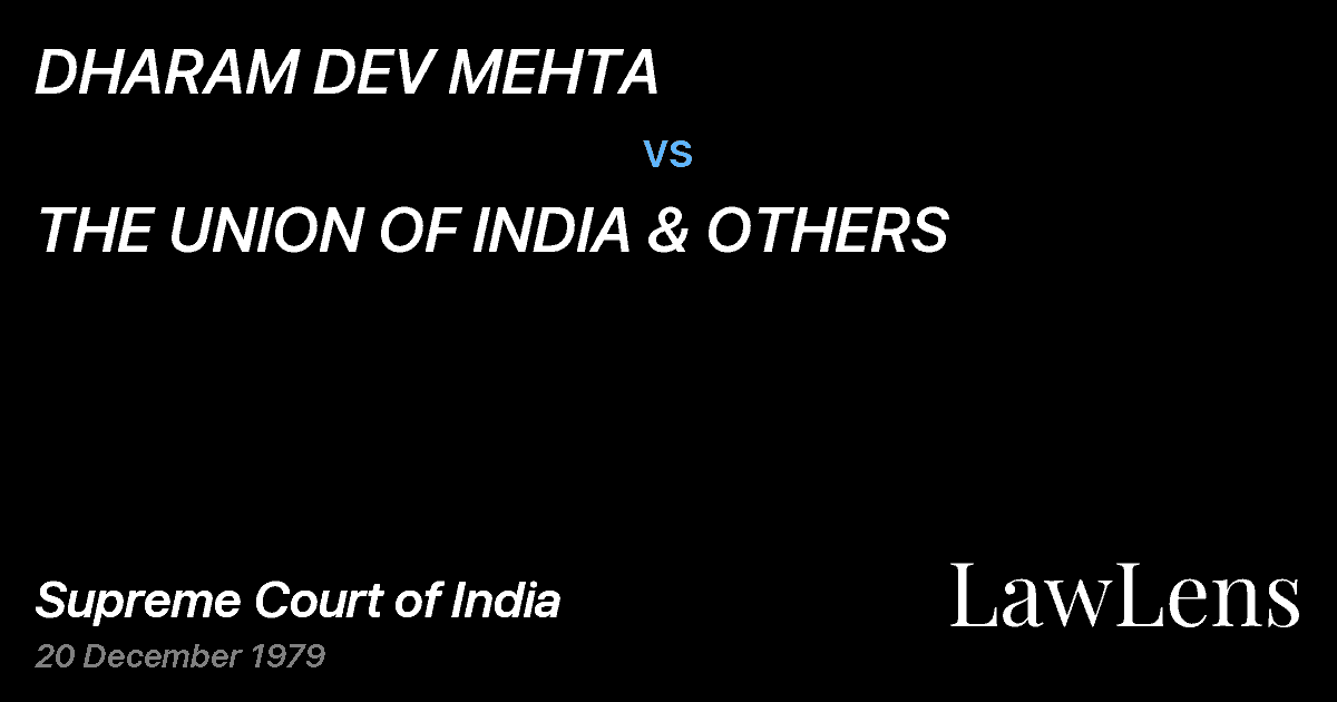 Preview image for DHARAM DEV MEHTA vs. THE UNION OF INDIA & OTHERS