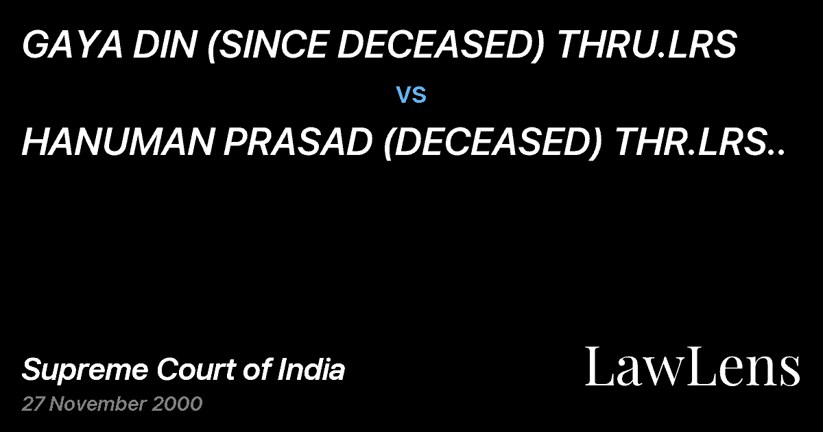 Preview image for GAYA DIN (SINCE DECEASED) THRU.LRS vs. HANUMAN PRASAD (DECEASED) THR.LRS..