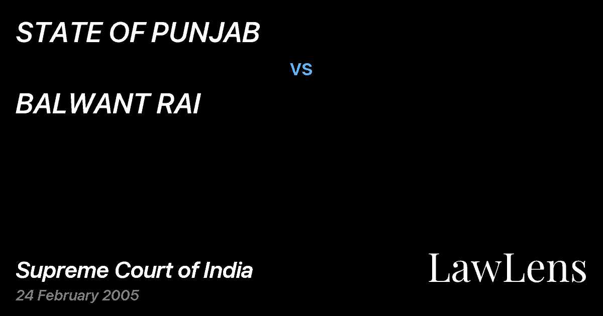 Preview image for STATE OF PUNJAB vs. BALWANT RAI