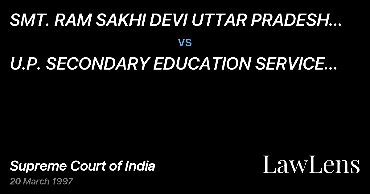 Preview image for SMT. RAM SAKHI DEVI UTTAR PRADESH PRADHAN ADHYAPAK PARISHAD vs. U.P. SECONDARY EDUCATION SERVICE COMMISSION ,STATE OF U.P.
