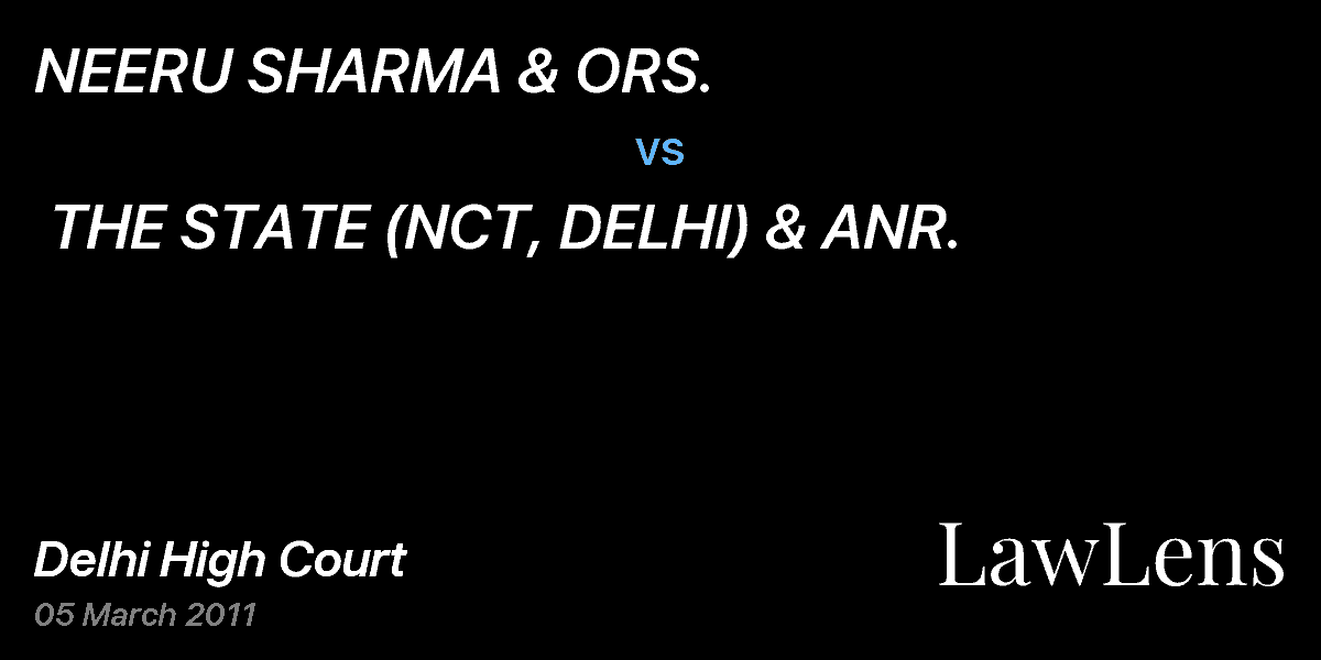 Preview image for NEERU SHARMA & ORS.  vs.  THE STATE (NCT, DELHI) & ANR.