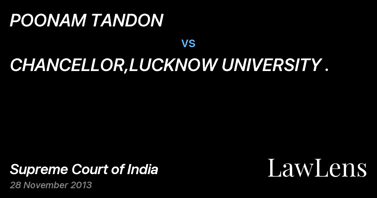 Preview image for POONAM TANDON vs. CHANCELLOR,LUCKNOW UNIVERSITY .