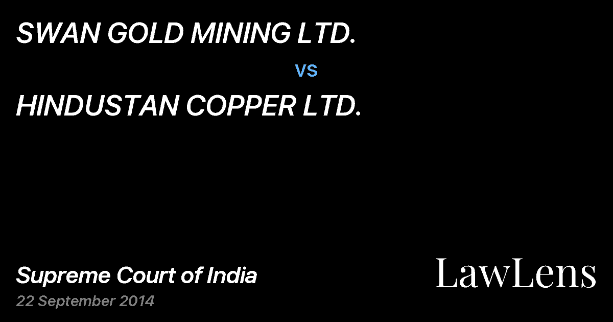 Preview image for SWAN GOLD MINING LTD. vs. HINDUSTAN COPPER LTD.