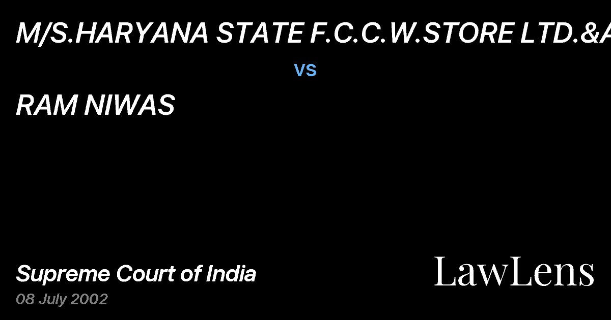Preview image for M/S.HARYANA STATE F.C.C.W.STORE LTD.&ANR vs. RAM NIWAS