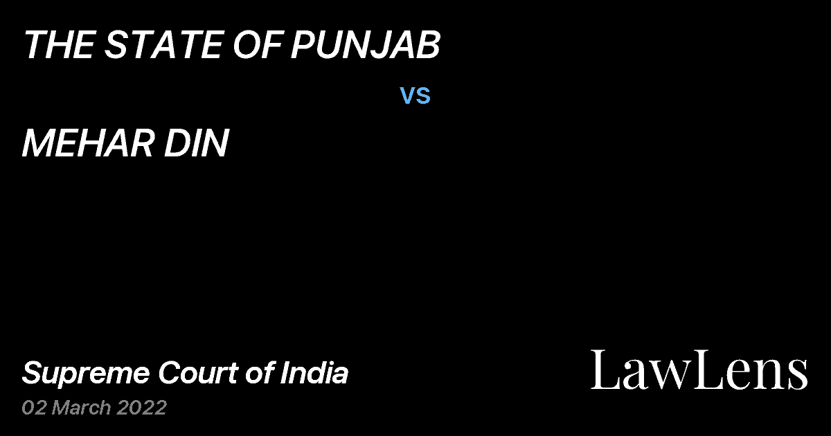 Preview image for THE STATE OF PUNJAB vs. MEHAR DIN