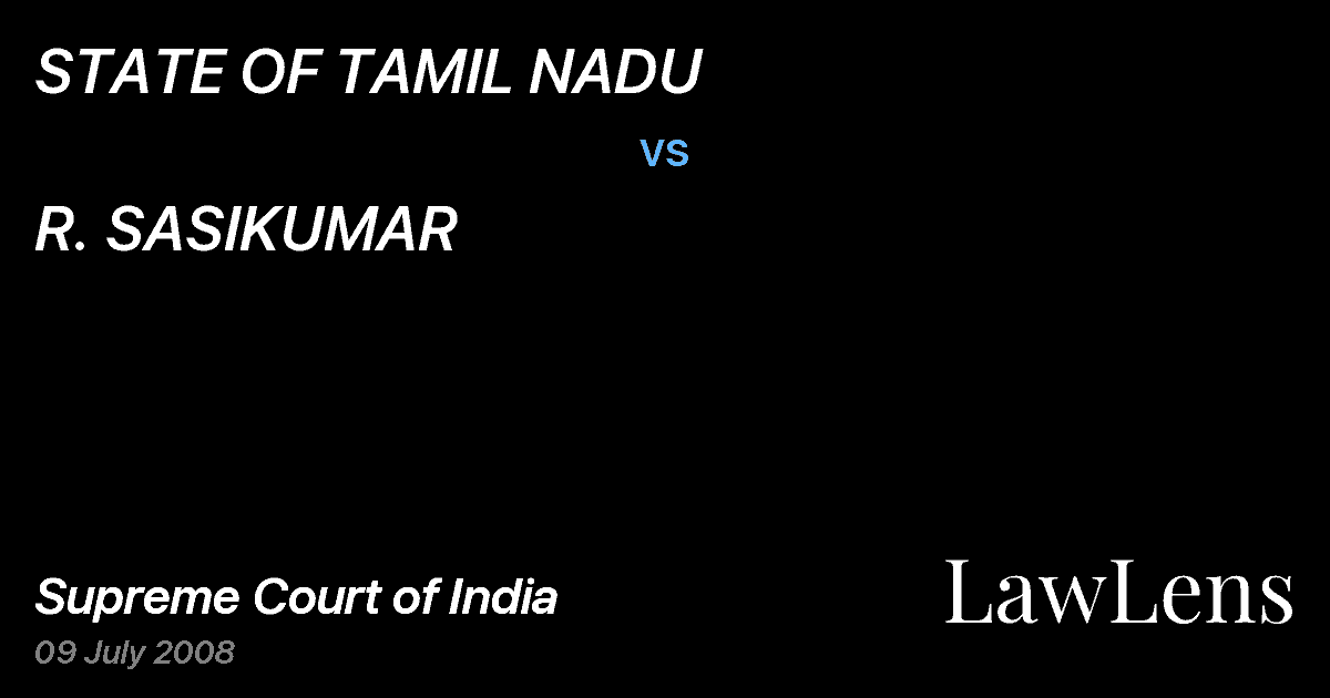 Preview image for STATE OF TAMIL NADU vs. R. SASIKUMAR