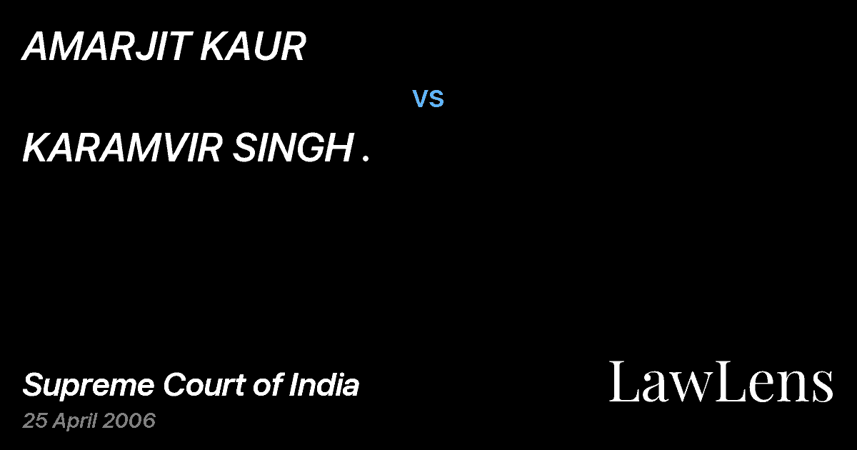 Preview image for AMARJIT KAUR vs. KARAMVIR SINGH .