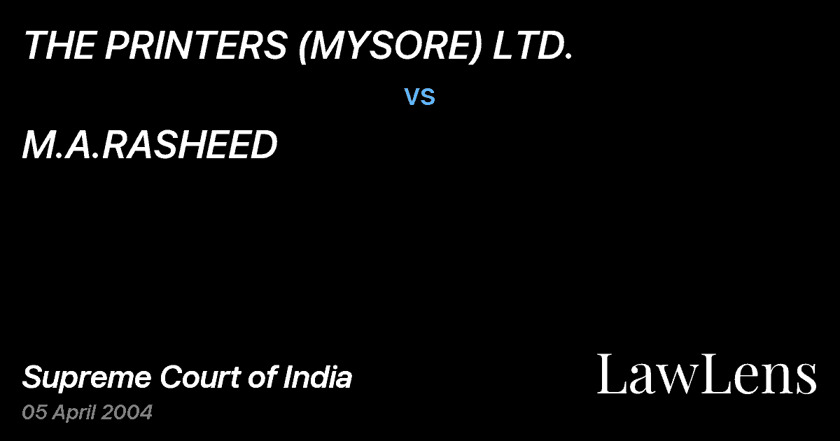 Preview image for THE PRINTERS (MYSORE) LTD. vs. M.A.RASHEED