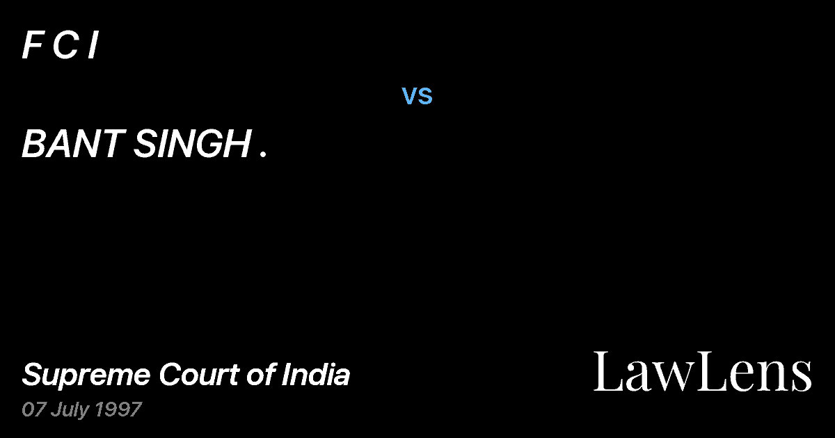 Preview image for F C I vs. BANT SINGH .