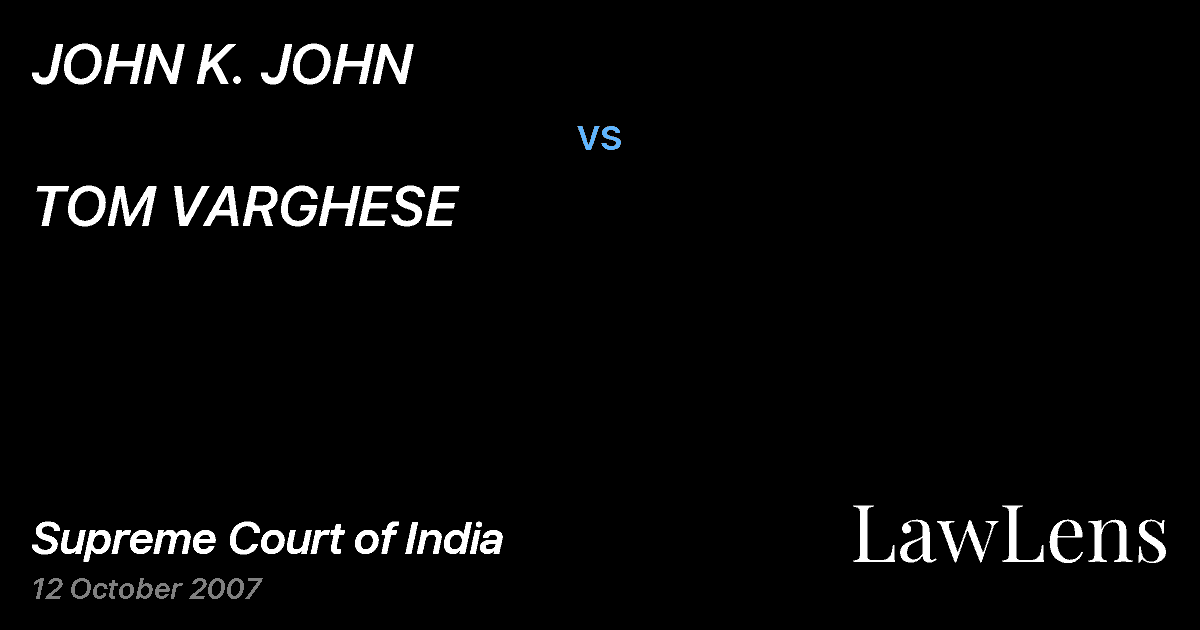 Preview image for JOHN K. JOHN vs. TOM VARGHESE