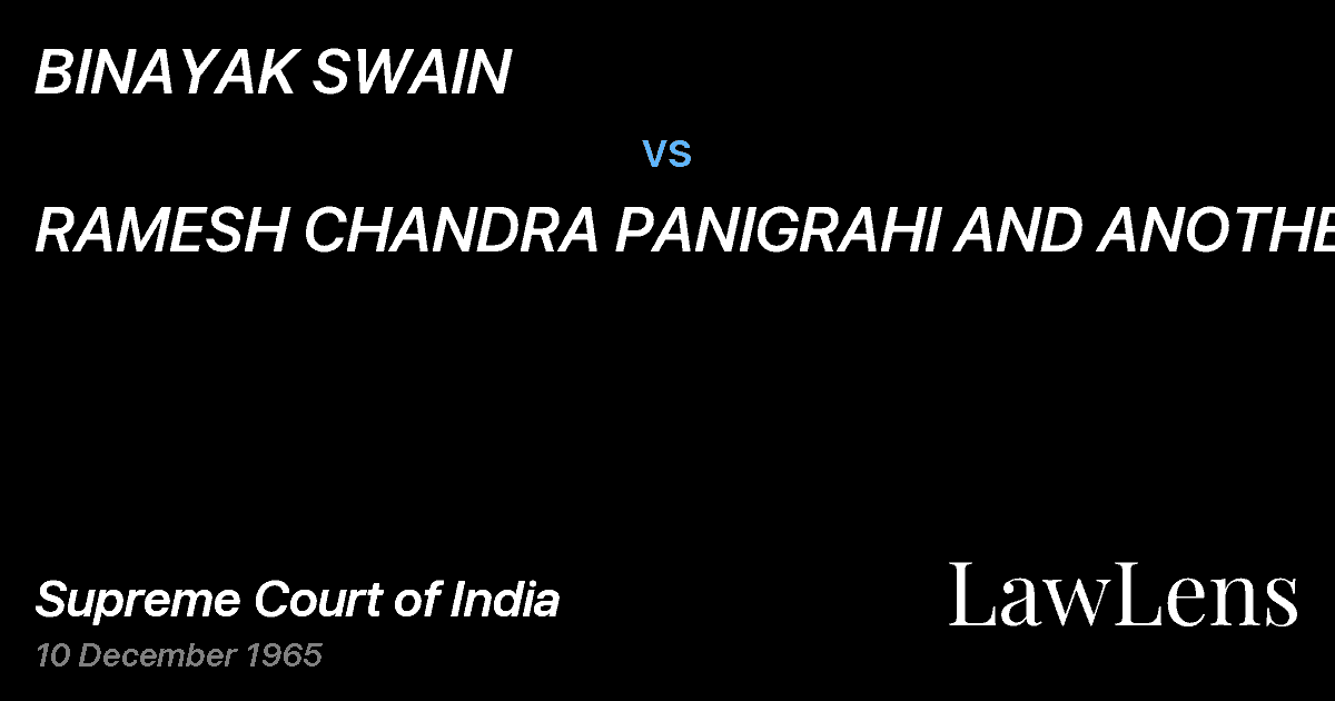 Preview image for BINAYAK SWAIN vs. RAMESH CHANDRA PANIGRAHI AND ANOTHER