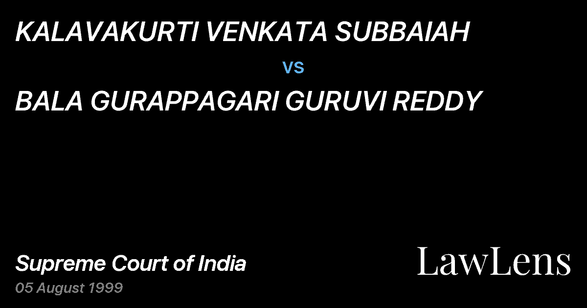 Preview image for KALAVAKURTI VENKATA SUBBAIAH vs. BALA GURAPPAGARI GURUVI REDDY