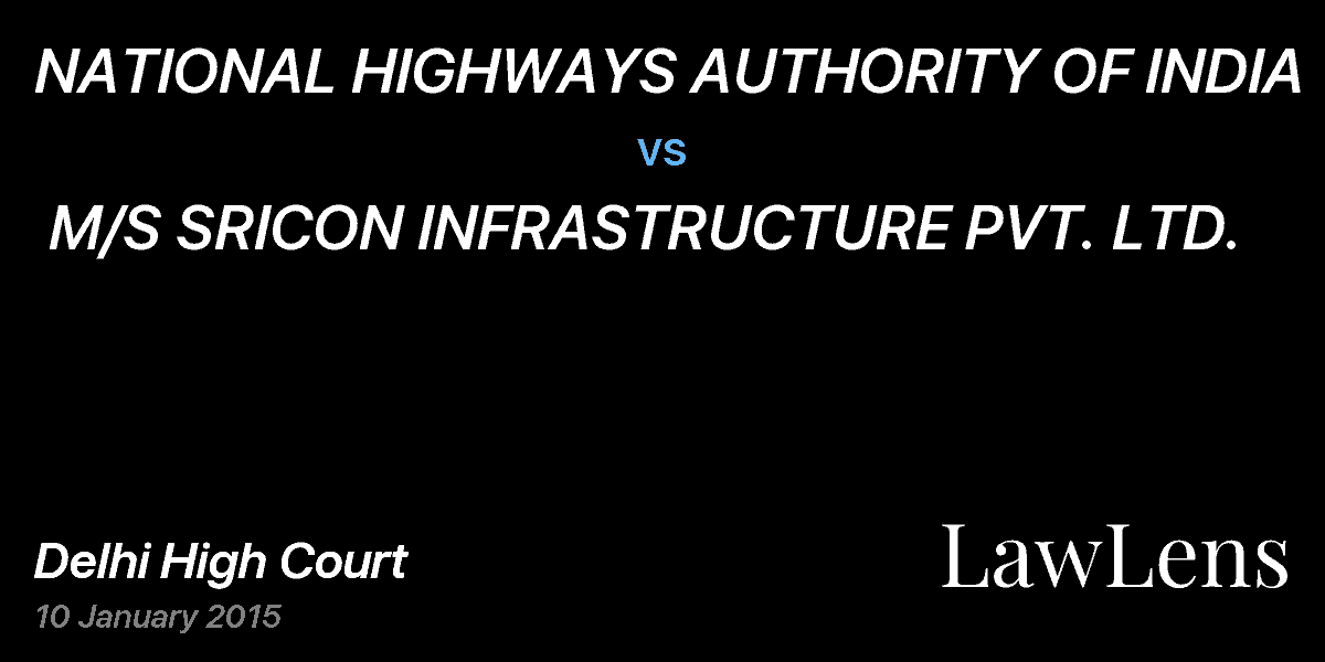 Preview image for NATIONAL HIGHWAYS AUTHORITY OF INDIA  vs.  M/S SRICON INFRASTRUCTURE PVT. LTD.