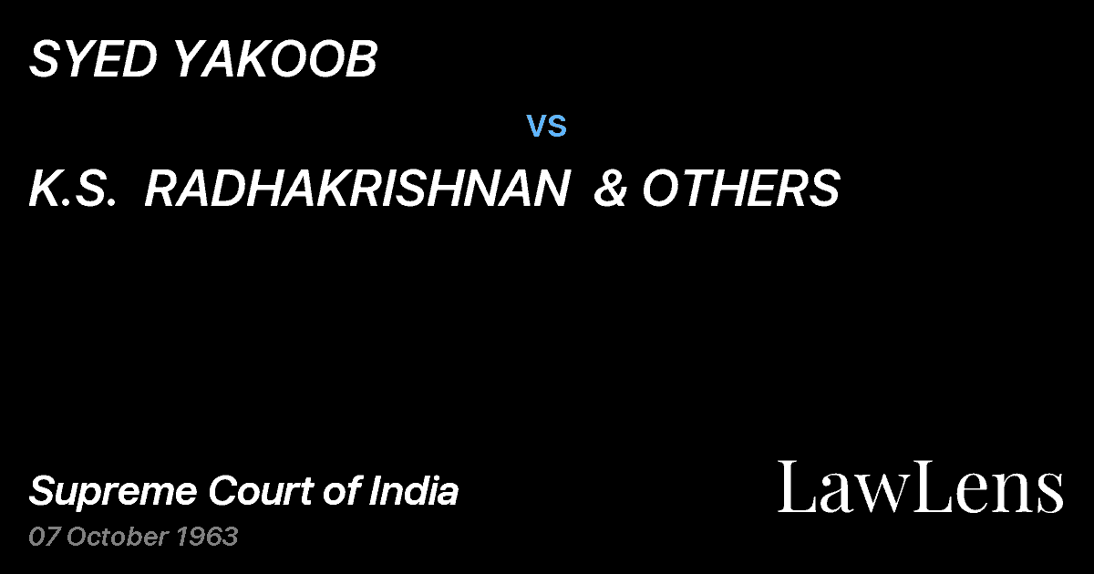 Preview image for SYED YAKOOB vs. K.S.  RADHAKRISHNAN  & OTHERS