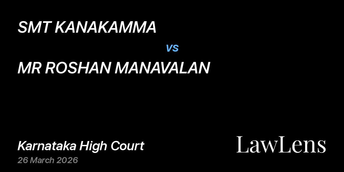 Preview image for SMT KANAKAMMA vs. MR ROSHAN MANAVALAN