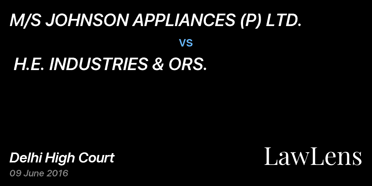 Preview image for M/S JOHNSON APPLIANCES (P) LTD. vs. H.E. INDUSTRIES & ORS.